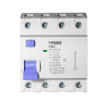 FMC-3P+N 25A 30mA 6kA тип A, 4M УЗО